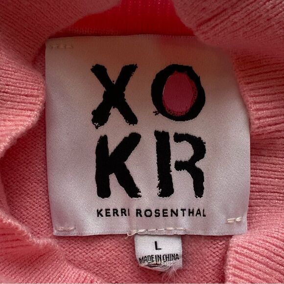 XOKR Kerri Rosenthal Pink Heart Mock Neck Sweater Size Large - Picture 11 of 14